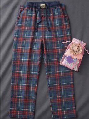 Lucky Brand Navy & Red Plaid Pajama Pants & Beauty Gift Bag